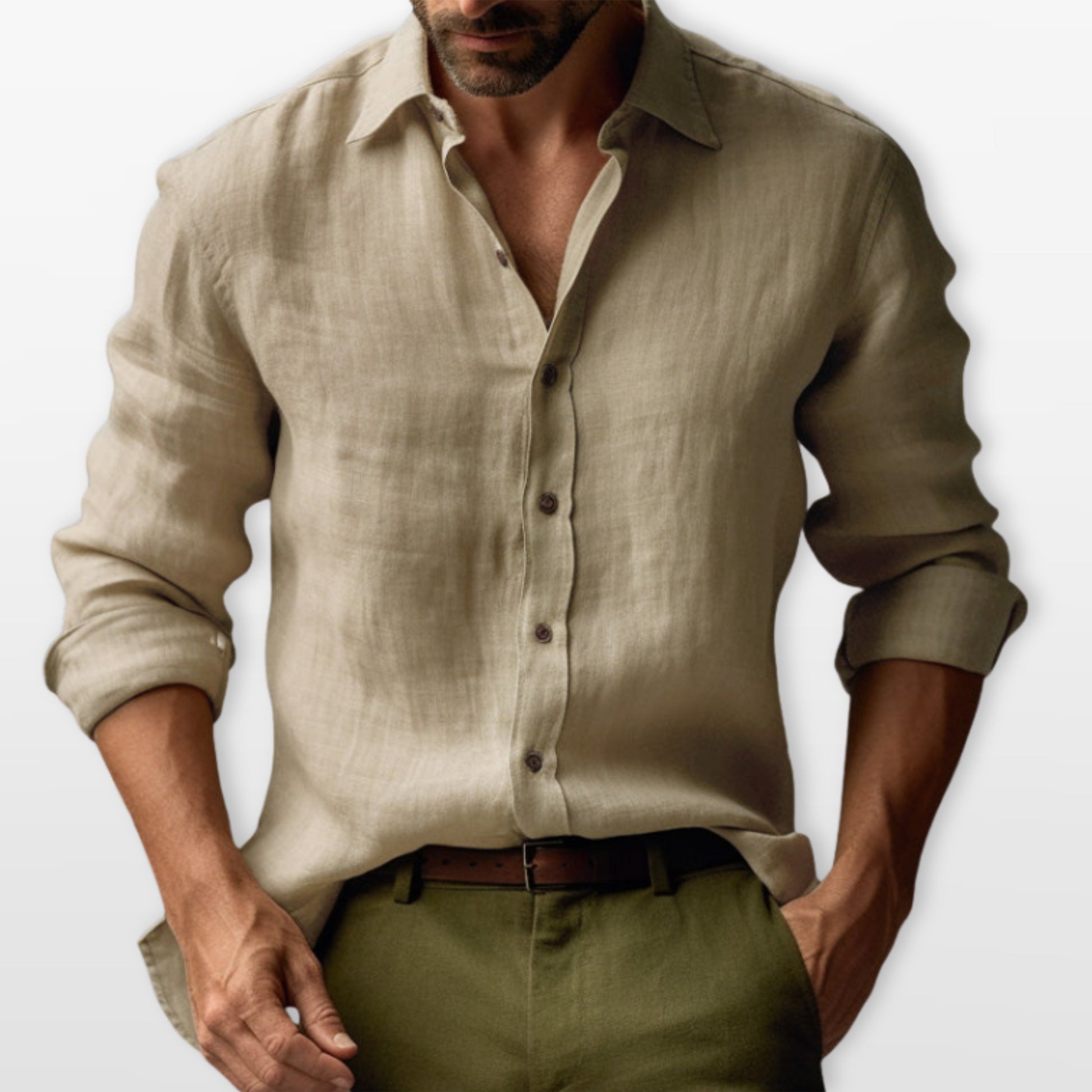 Men's Casual Linen Button Down Shirt Relaxed Fit - Image 9