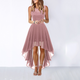Women Sleeveless Asymmetric Hem Fitted Bodice Midi Dress - Image 4