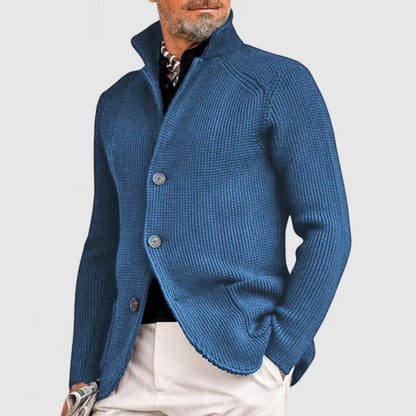 Leander – Herre Varm Strikket Cardigan Med Opstående Krave