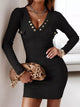 Novalisse – Ribbed V Neck Mini Sweater Dress