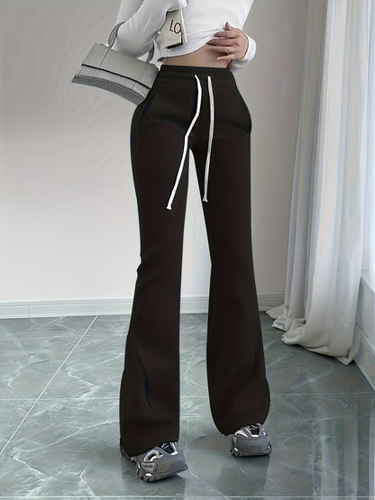 Womens High Waisted Flared Trousers - Image 2
