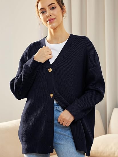 Mallory – Women’s Oversized Cardigan with V Neck and Button Closure