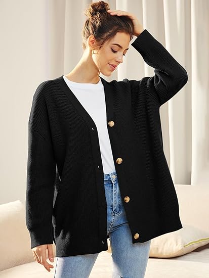 Mallory – Women’s Oversized Cardigan with V Neck and Button Closure