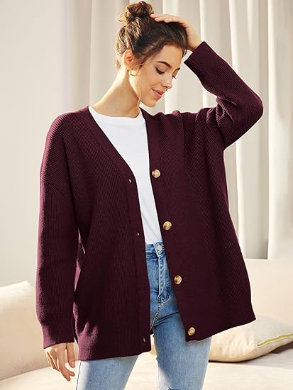 Mallory – Women’s Oversized Cardigan with V Neck and Button Closure