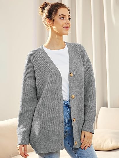Mallory – Women’s Oversized Cardigan with V Neck and Button Closure