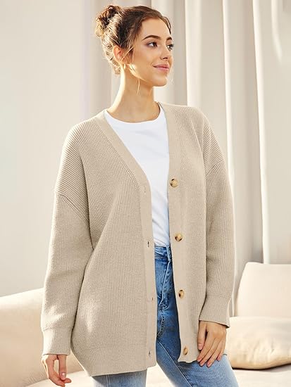 Mallory – Women’s Oversized Cardigan with V Neck and Button Closure