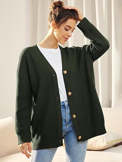 Mallory – Women’s Oversized Cardigan with V Neck and Button Closure
