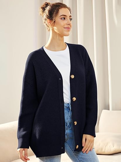 Mallory – Women’s Oversized Cardigan with V Neck and Button Closure