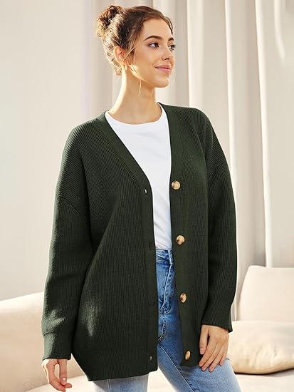 Mallory – Women’s Oversized Cardigan with V Neck and Button Closure