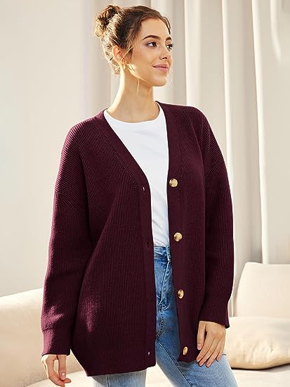 Mallory – Women’s Oversized Cardigan with V Neck and Button Closure
