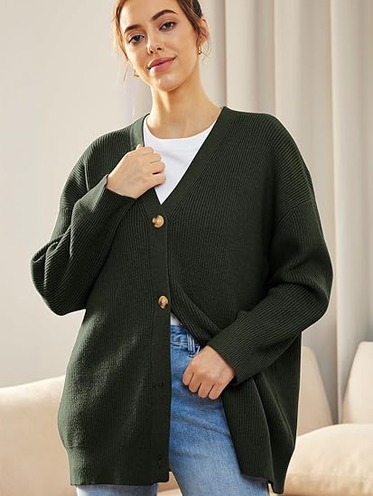 Mallory – Women’s Oversized Cardigan with V Neck and Button Closure