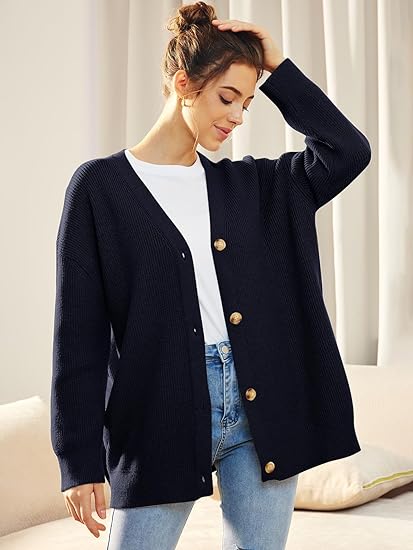 Mallory – Women’s Oversized Cardigan with V Neck and Button Closure
