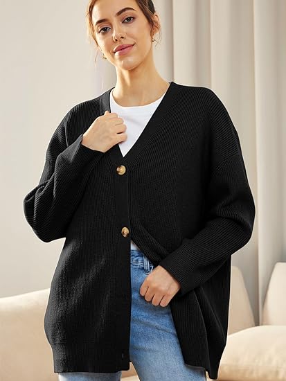 Mallory – Women’s Oversized Cardigan with V Neck and Button Closure