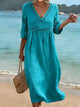 Clarine - Robe femme en coton col en V