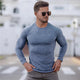 Elandro – T-shirt à manches longues pour homme avec coupe ajustée décontractée