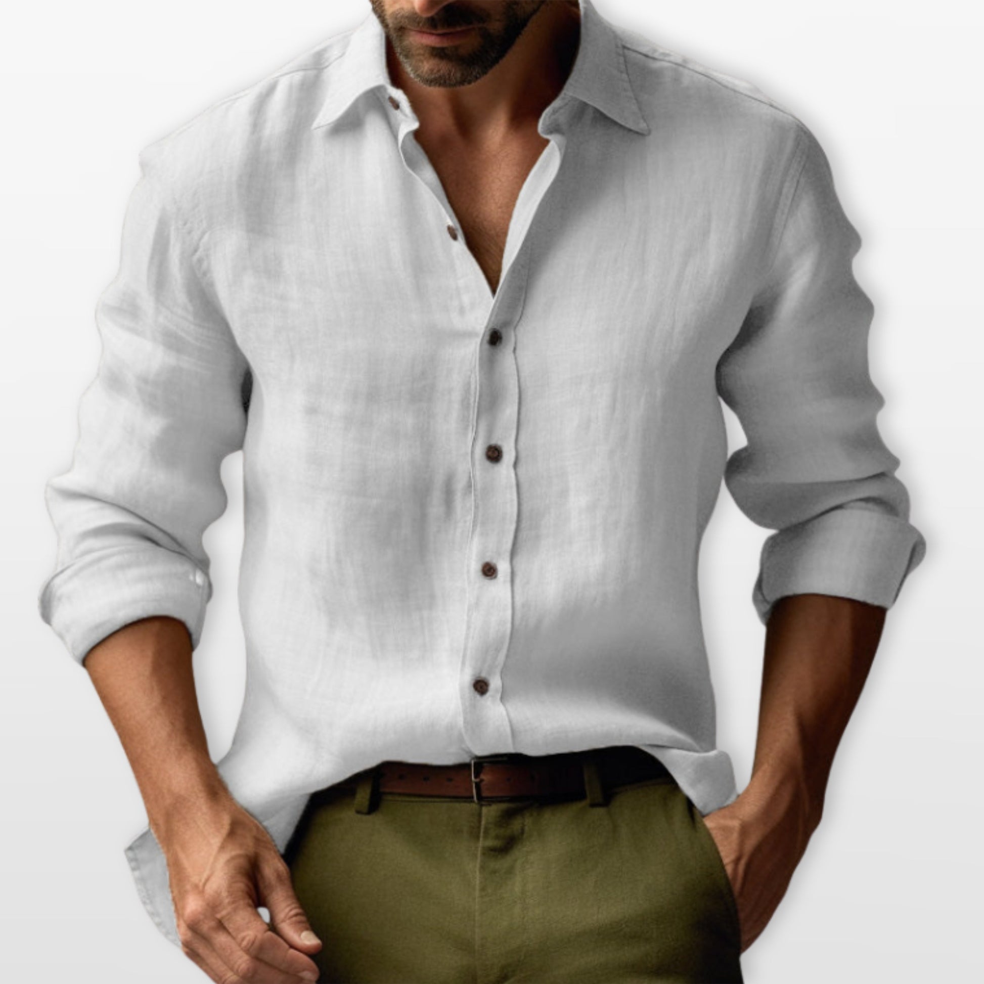 Men's Casual Linen Button Down Shirt Relaxed Fit - Image 6