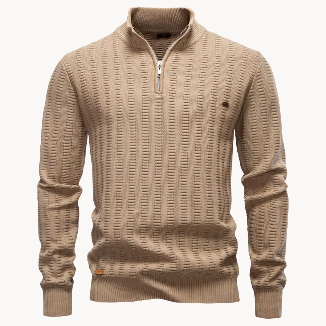 Rowan – Pull pour homme en coton à fermeture éclair courte