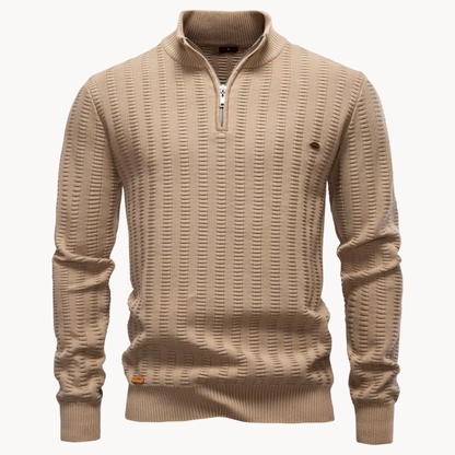 Rowan – Pull pour homme en coton à fermeture éclair courte