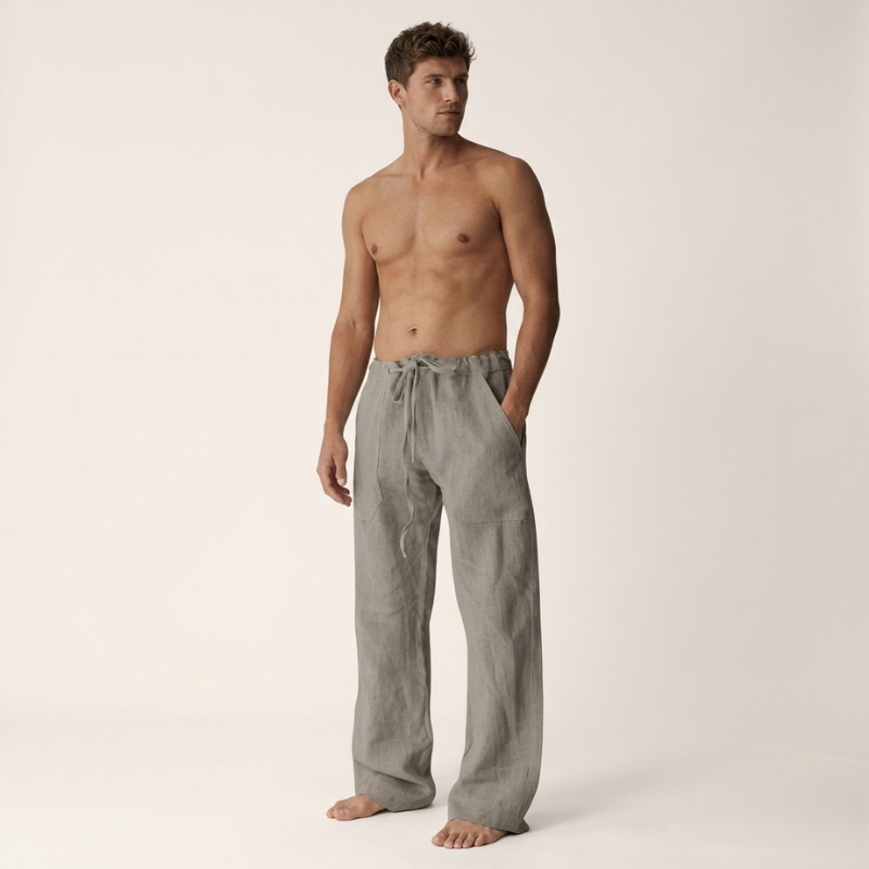 Men's Linen Cotton Loose Fit Drawstring Pants Summer - Image 8