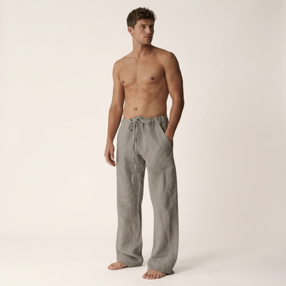 Men's Linen Cotton Loose Fit Drawstring Pants Summer - Image 8