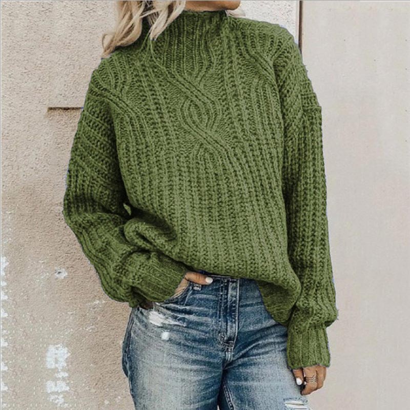 Virelle – Damski miękki sweter dziany z wysokim kołnierzem
