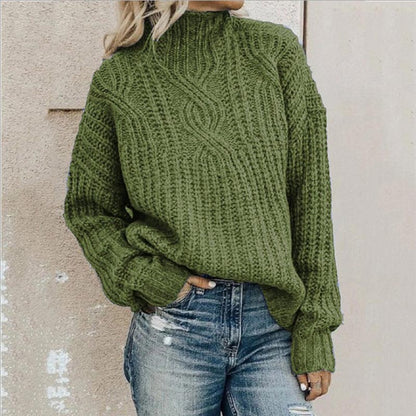 Virelle – Damski miękki sweter dziany z wysokim kołnierzem