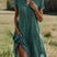 Women Floral V-Neck Midi Dress Casual Summer
