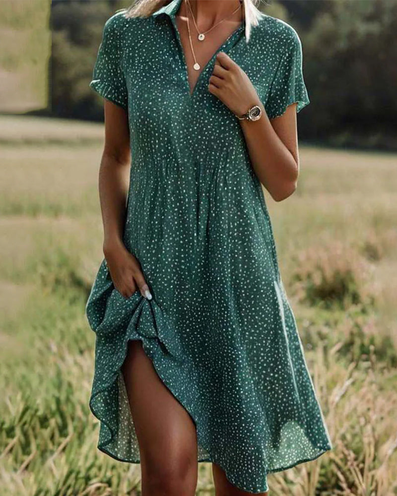 Women Floral V-Neck Midi Dress Casual Summer