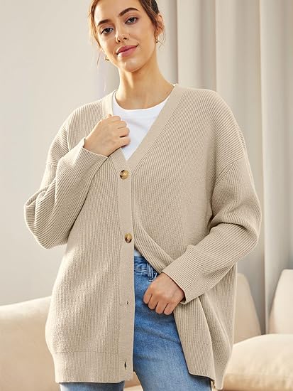 Mallory – Women’s Oversized Cardigan with V Neck and Button Closure
