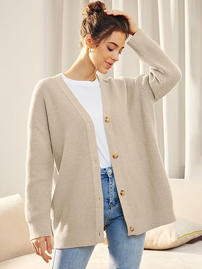 Mallory – Women’s Oversized Cardigan with V Neck and Button Closure