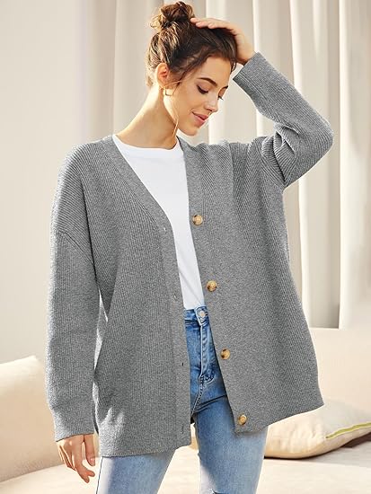 Mallory – Women’s Oversized Cardigan with V Neck and Button Closure