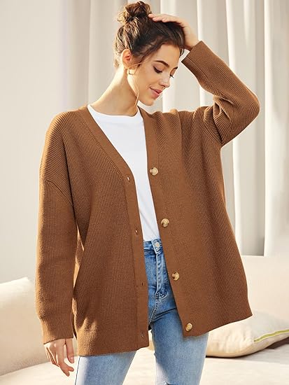 Mallory – Women’s Oversized Cardigan with V Neck and Button Closure
