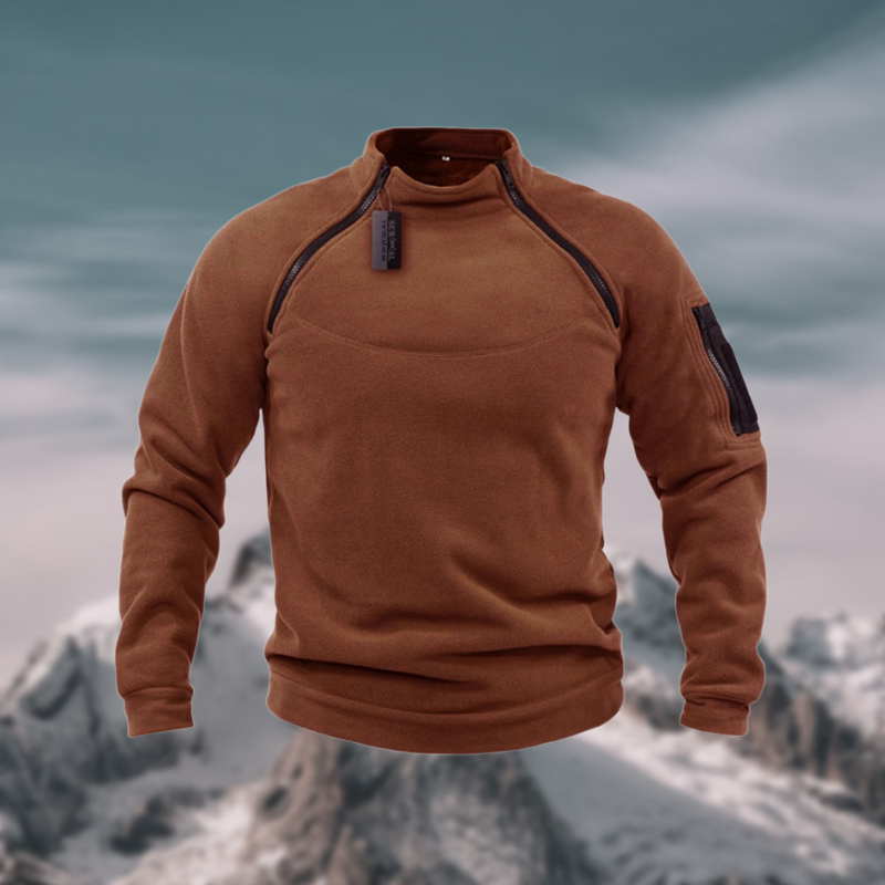 Jorven – Maglione da uomo in pile con tasche con cerniera sicura