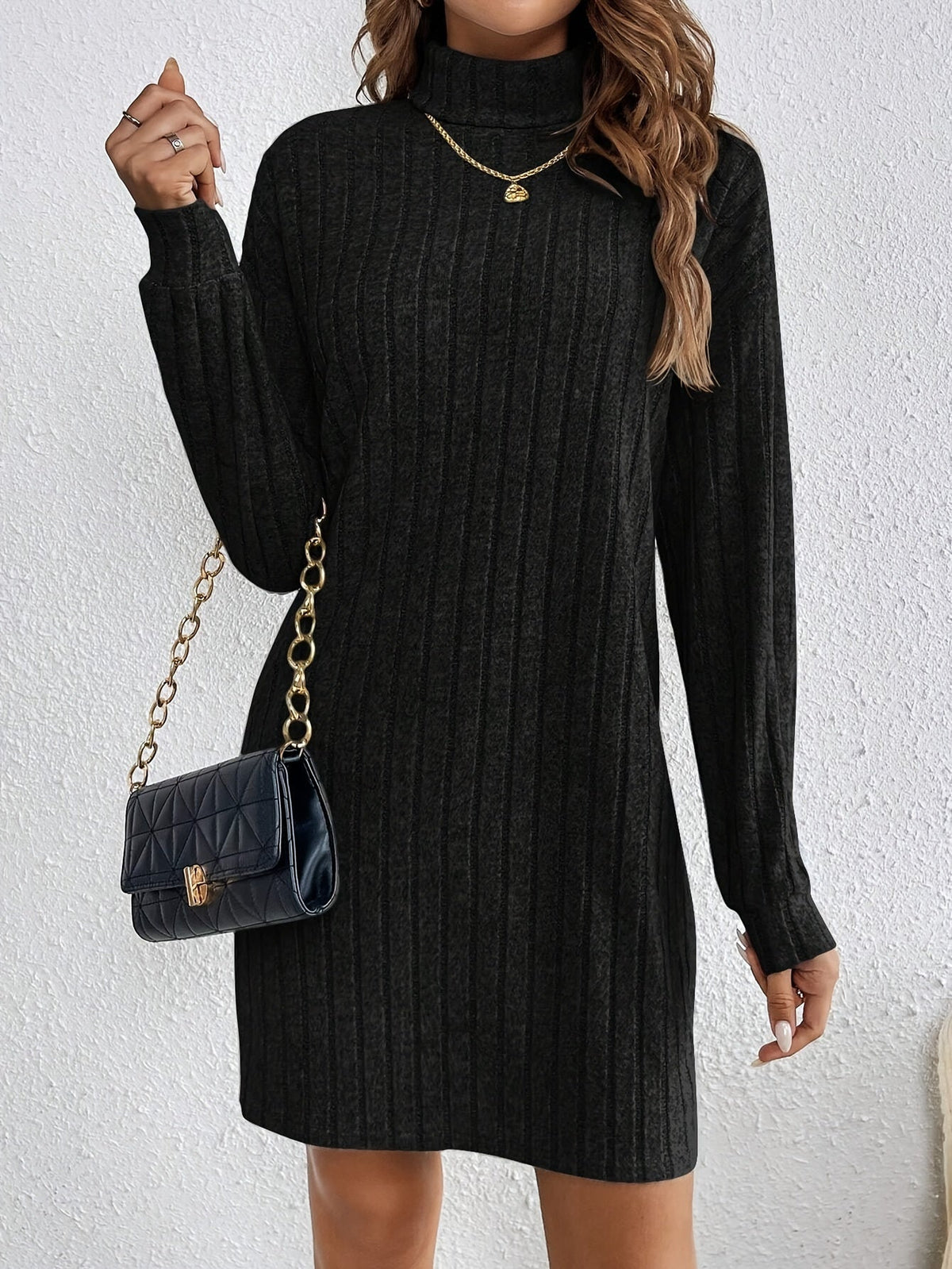 Women Ribbed Knit Sweater Dress - Image 11