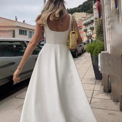 Women Square Neck Sleeveless Midi Dress Spring - Image 3