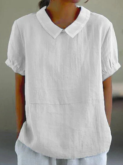 Darcey - Linen Peter Pan Collar Blouse for Women