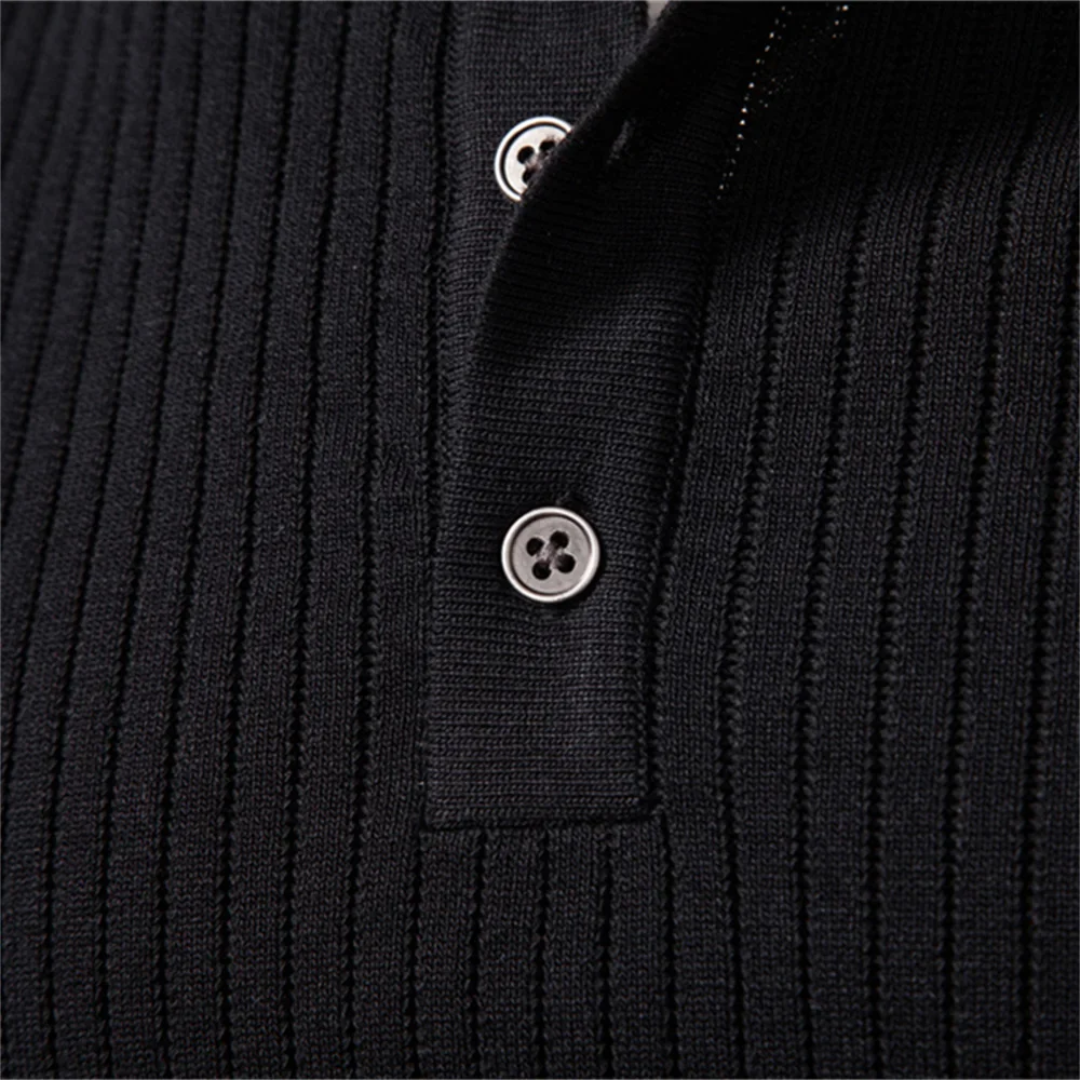 Grayson – Pull côtelé à col tunisien pour homme