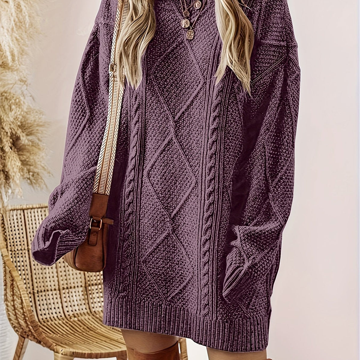 Womens Cable Knit Sweater Dress