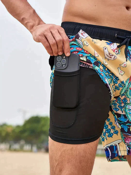 Men's Slim Fit Patterned Swim Trunks Inner Liner - Image 8