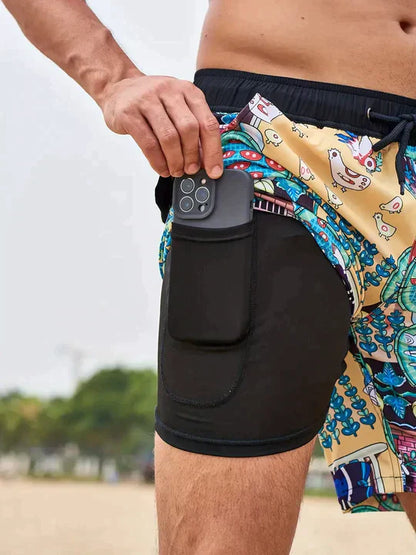 Men's Slim Fit Patterned Swim Trunks Inner Liner - Image 8