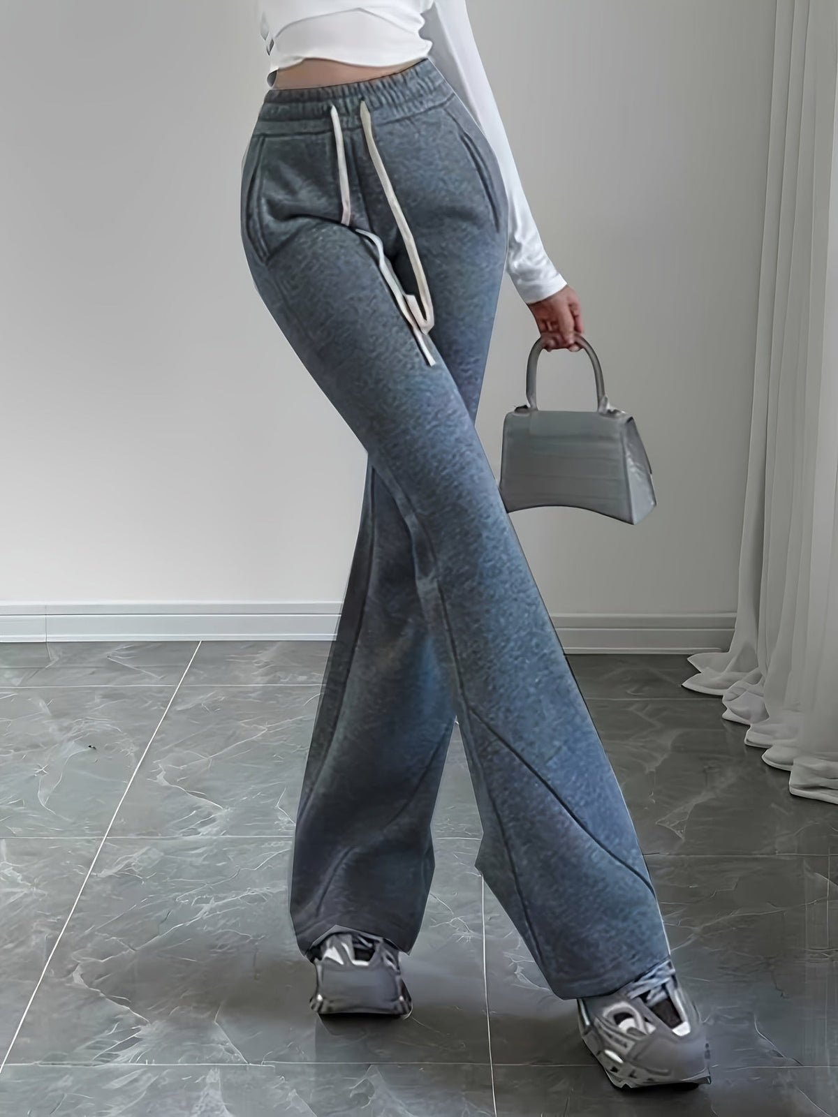 Womens High Waisted Flared Trousers - Image 10