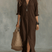 Women Black Button Front Boho Long Sleeve Shirt Maxi Dress - Image 3