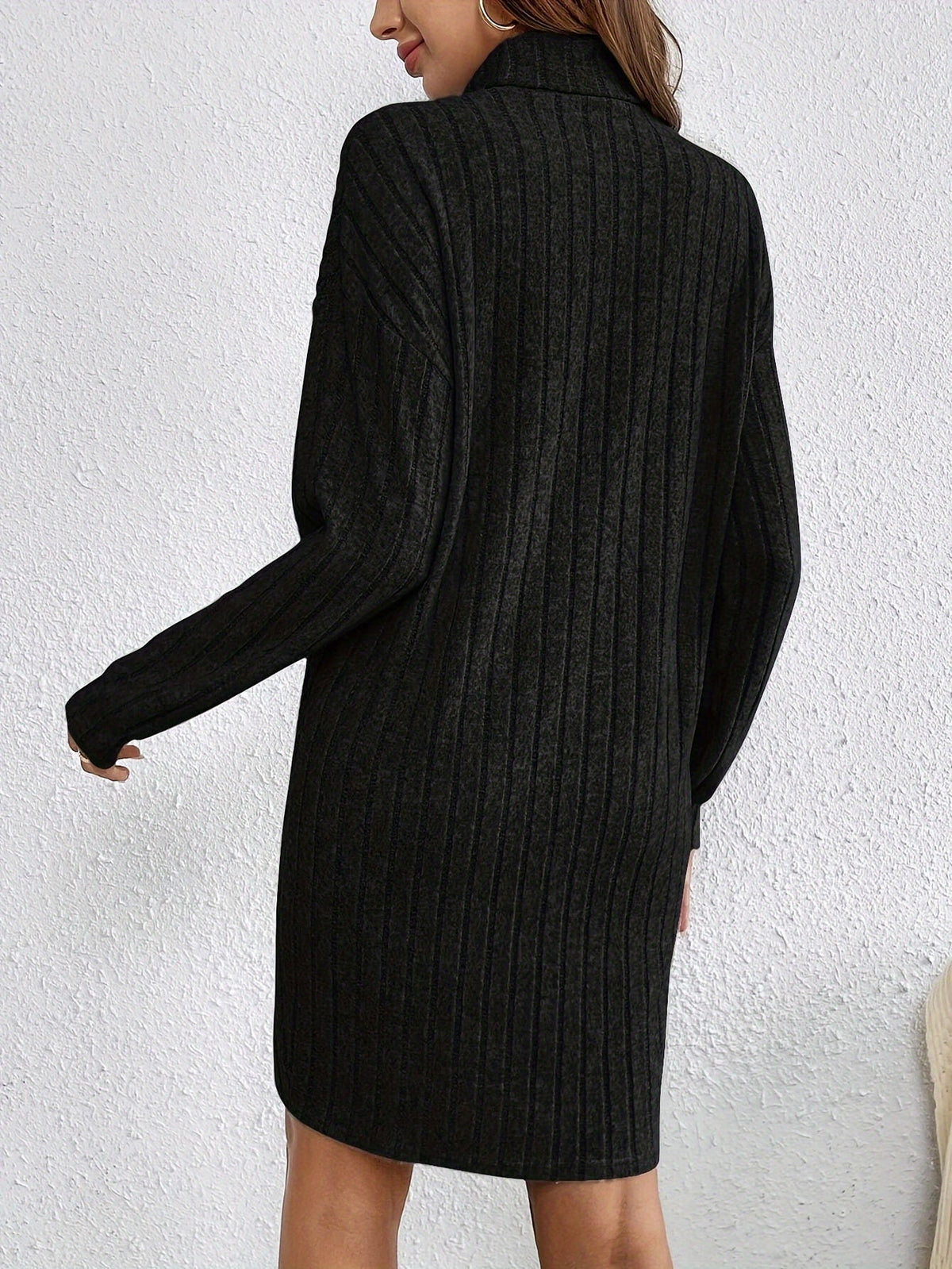 Women Ribbed Knit Sweater Dress - Image 10