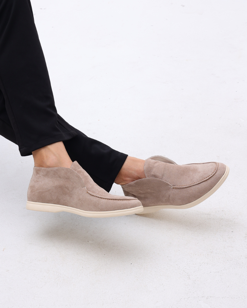 Caelim - Mocasín slip-on de ante para hombre, corte medio