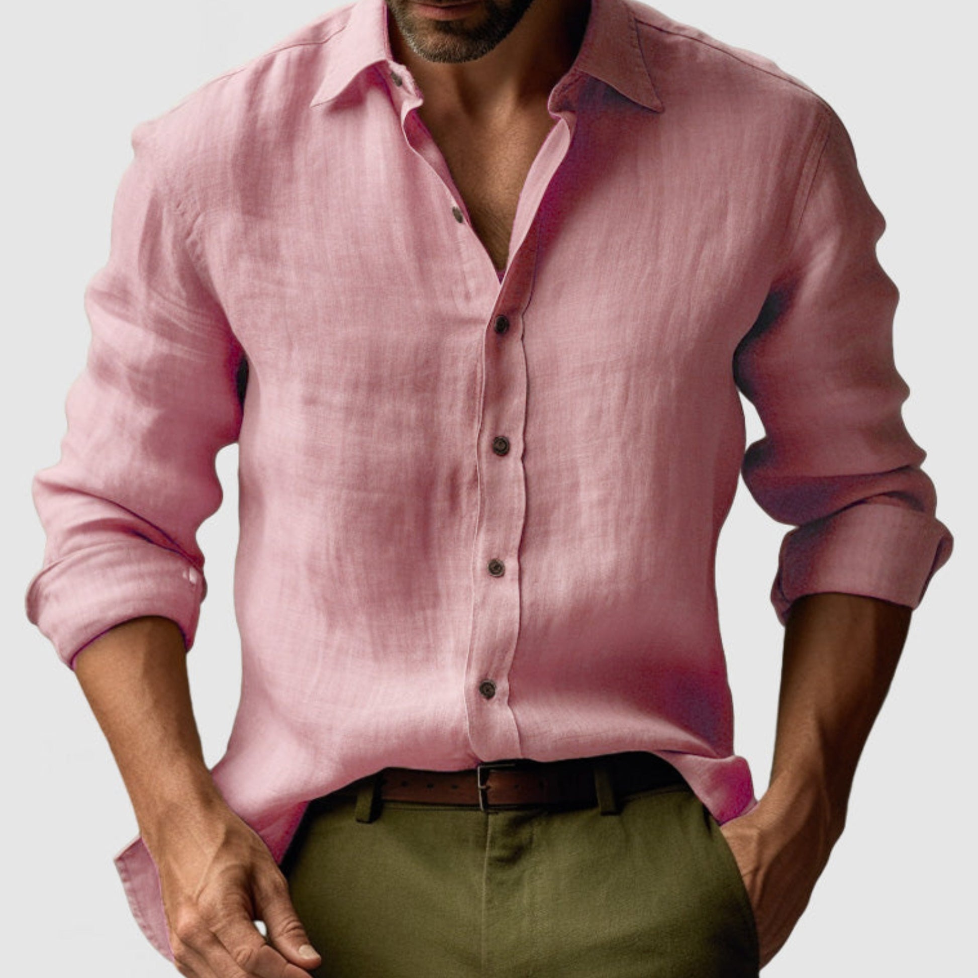Men's Casual Linen Button Down Shirt Relaxed Fit - Image 8