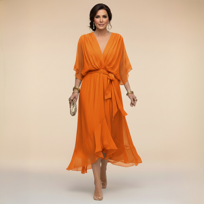 Cenira - Elegant Midi Dress With V Neck