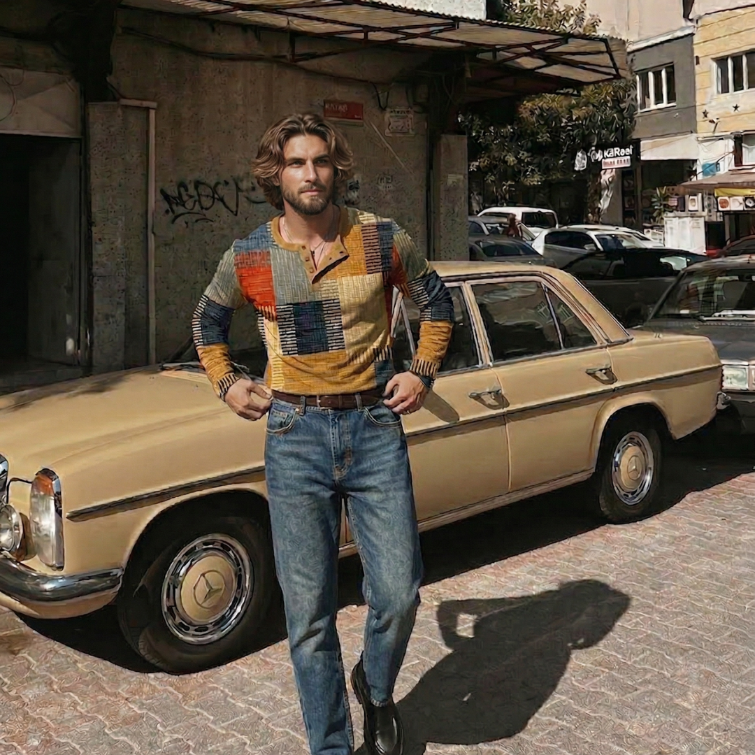 Jaron - Vibrant Long Sleeve Shirt for Men