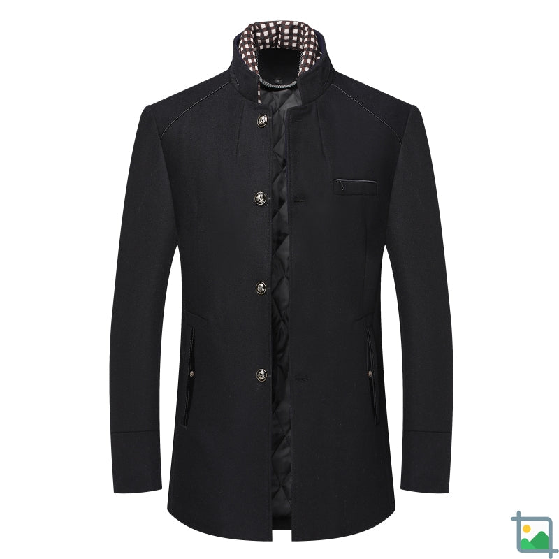 Manteau matelassé en mélange de laine avec col pour homme
