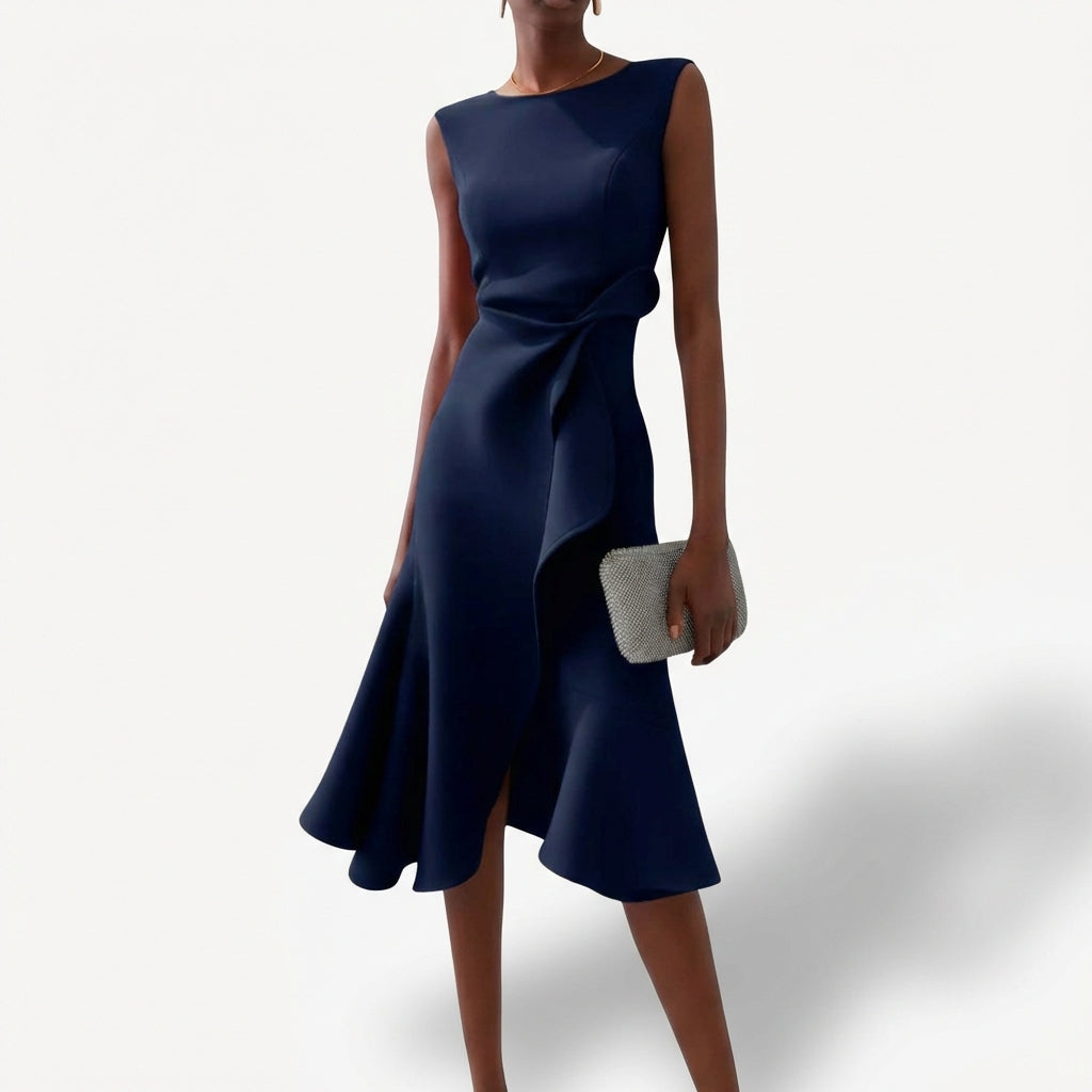 Agurelle – Rochie midi drapată asimetric cu volane