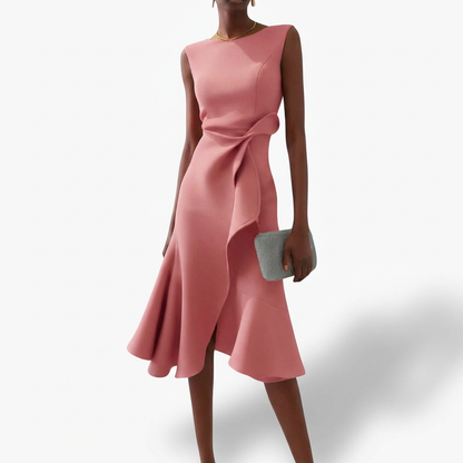 Agurelle – Rochie midi drapată asimetric cu volane